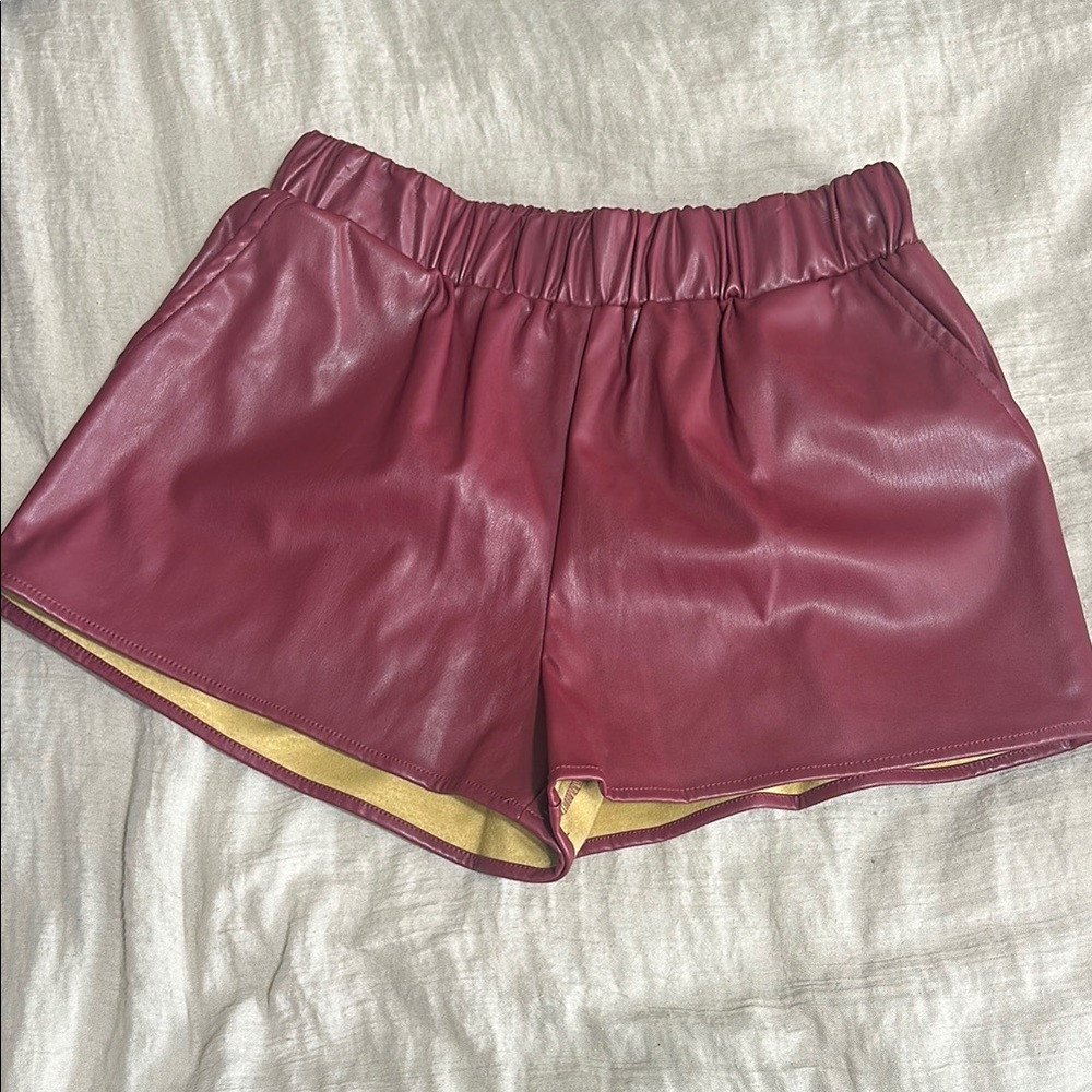 Leather Burgundy Shorts